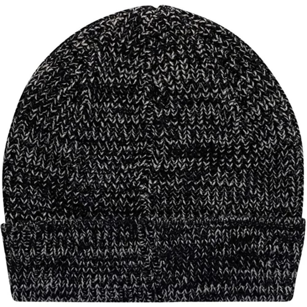 Hurley Men's Black/Grey Cuffed Beanie - Loose Knit Winter Hat One Size